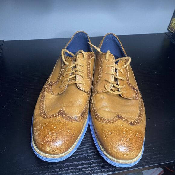 Cole Haan Tan and Blue Oxfords - Picture 2 of 11